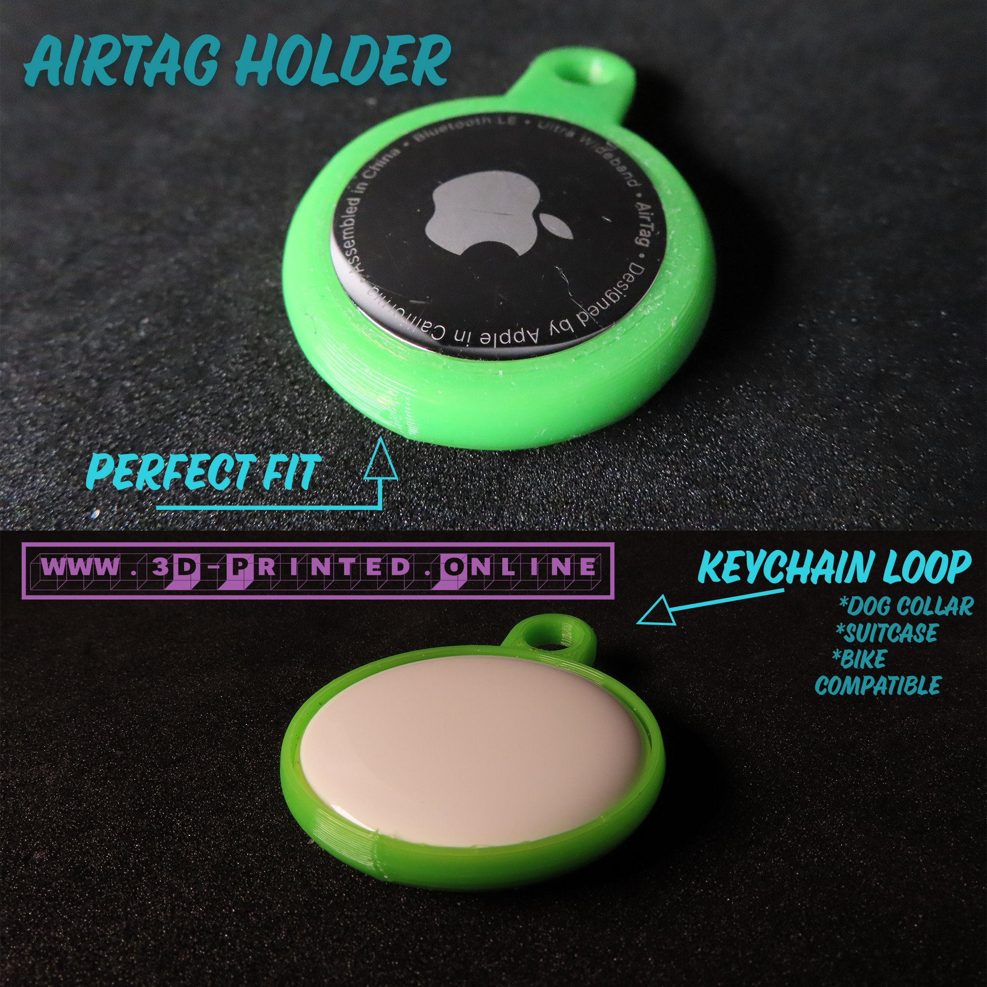 Green Airtag Holder pack of 3 – 3D-Printed Online